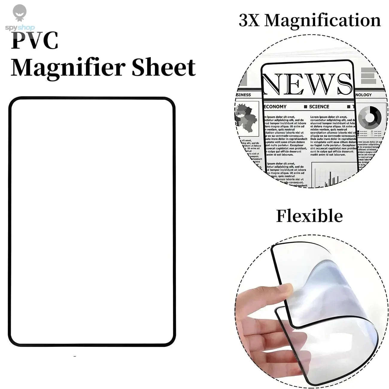 Full Page Magnifier Sheet Reading Aid-Black