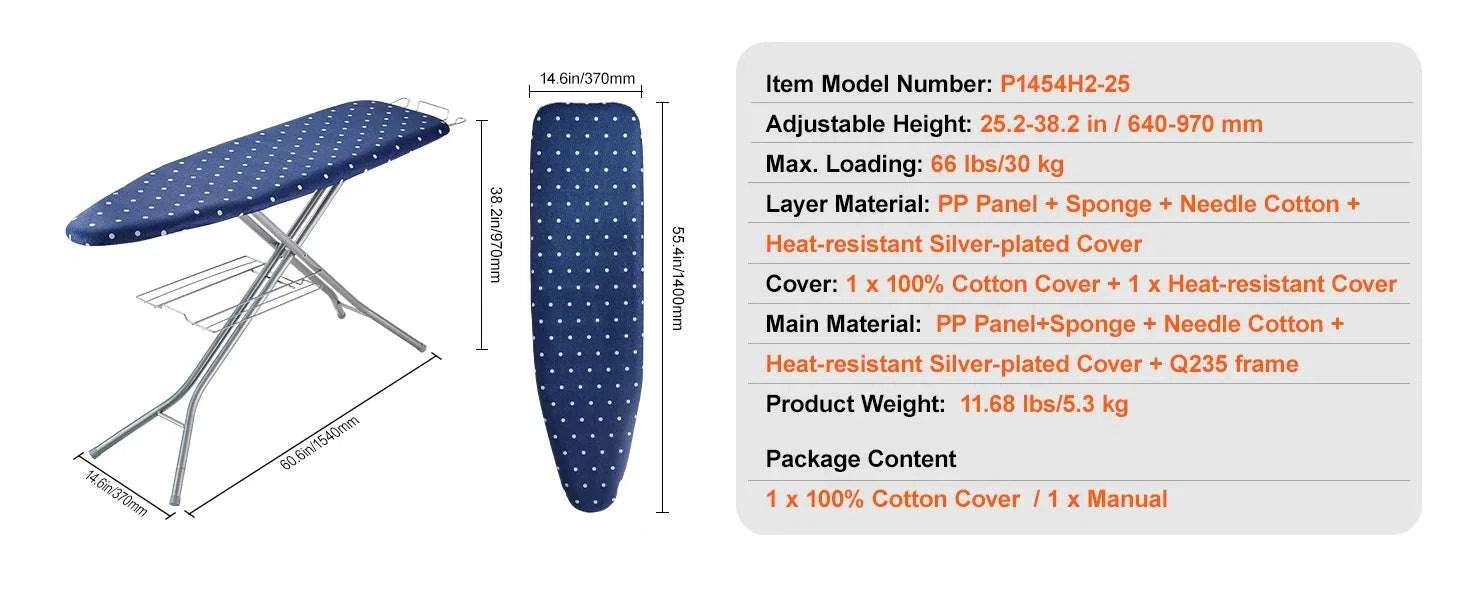 Full Size Ironing Board with Adjustable Height & 4-Layer Padding-109x33cm 4 layer / CZECH REPUBLIC