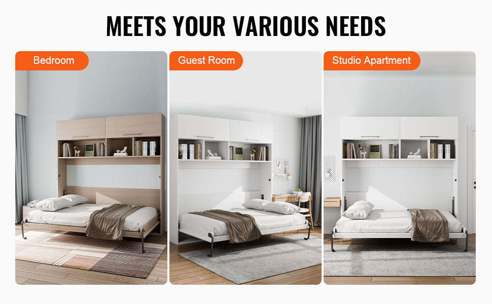 Full Size Vertical Murphy Bed Kit DIY Wall Hardware-Forehand Full / United States