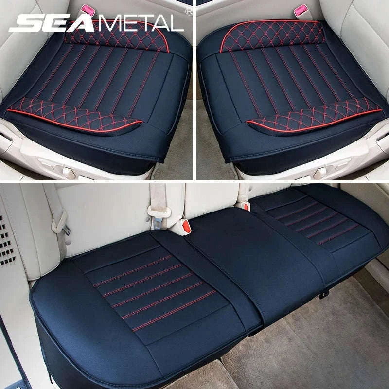 Full-Surrounded PU Leather Car Seat Cover-Red front 1pc