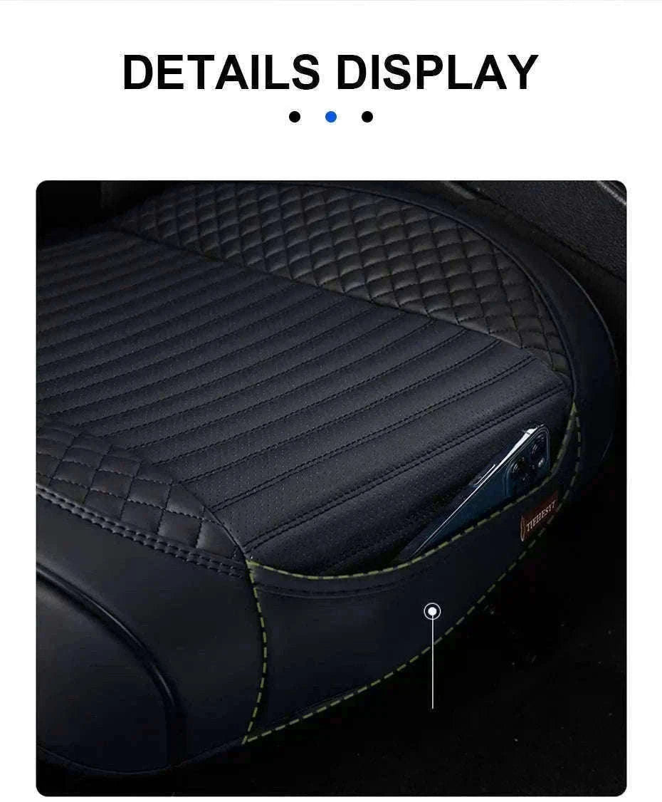 Full-Wrapped Breathable PU Car Front Seat Cover-Beige 2pcs