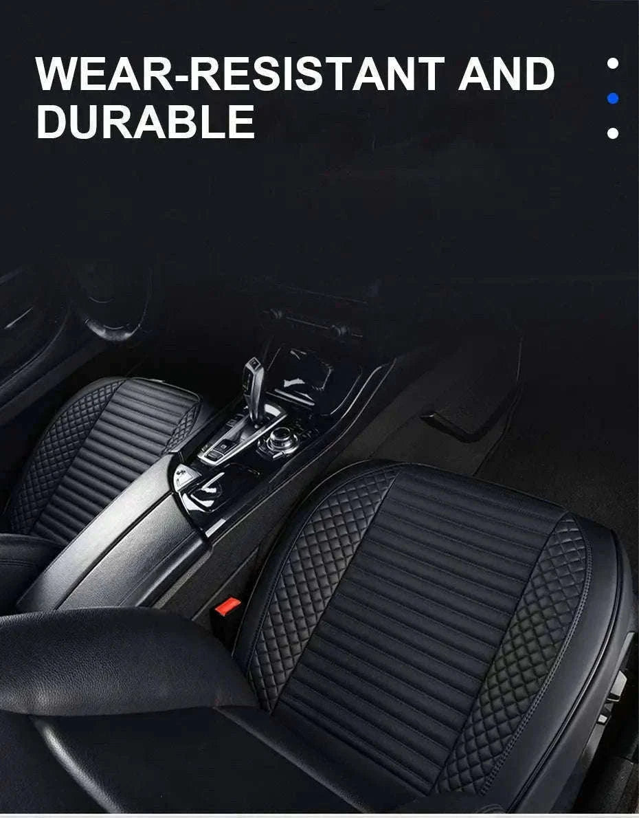 Full-Wrapped Breathable PU Car Front Seat Cover-Beige 2pcs