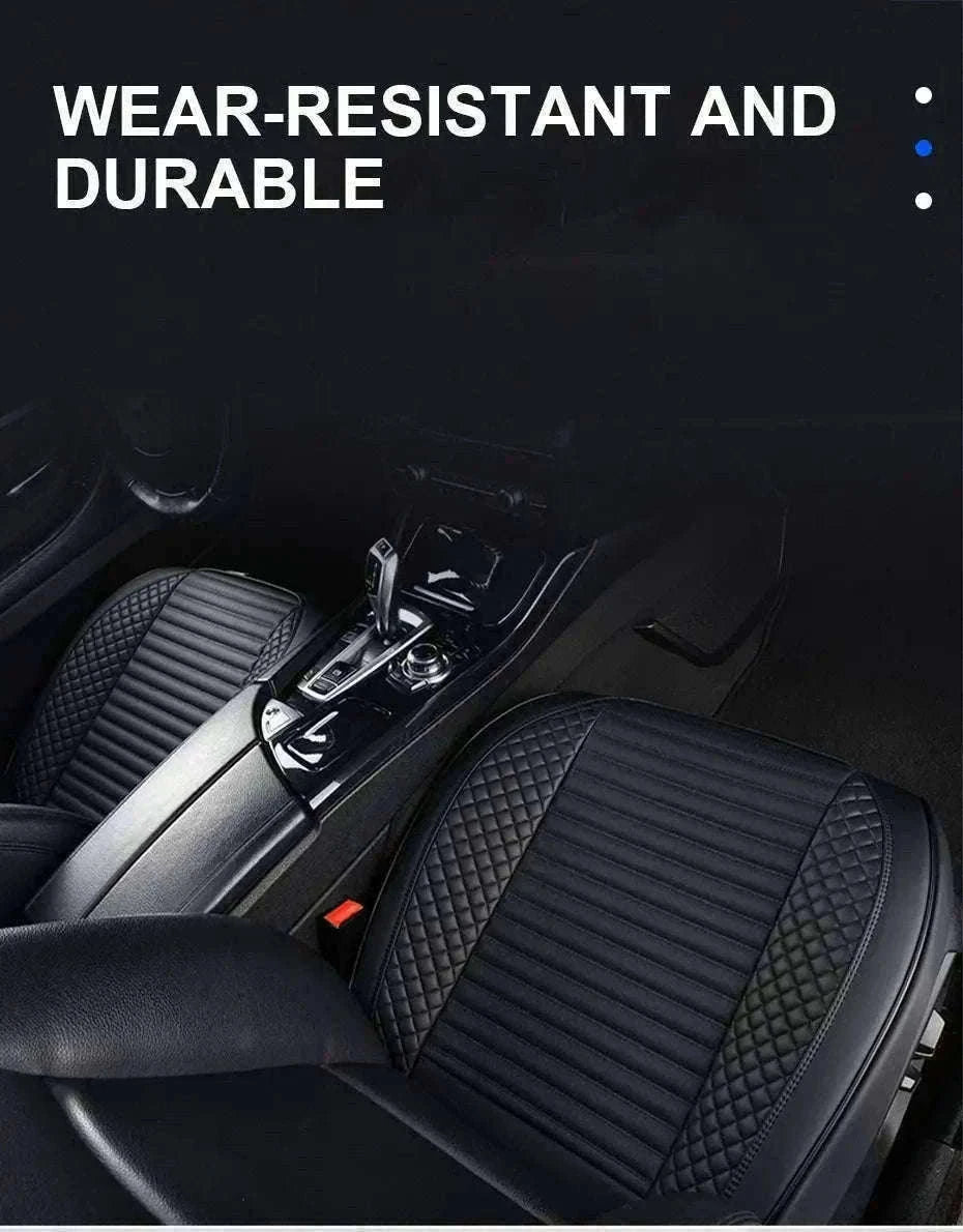 Full-Wrapped Breathable PU Car Front Seat Cover-Beige 2pcs