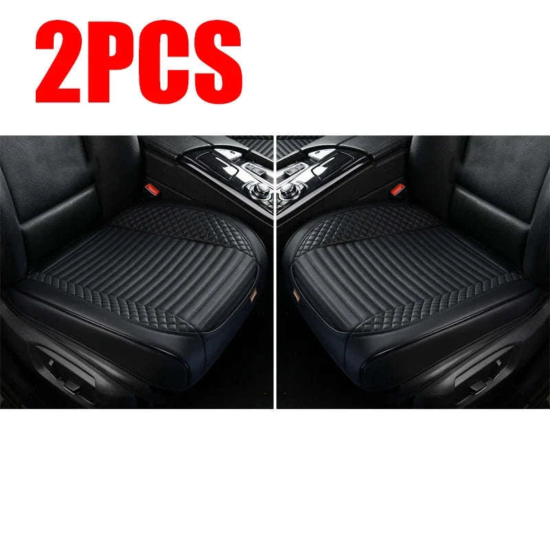 Full-Wrapped Breathable PU Car Front Seat Cover-Beige 2pcs