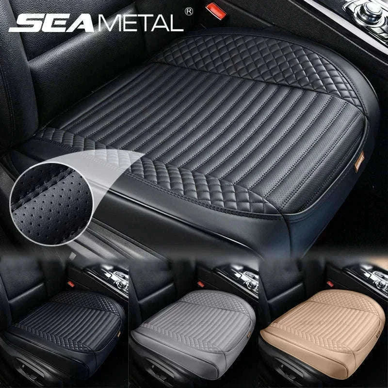 Full-Wrapped Breathable PU Car Front Seat Cover-Beige 2pcs