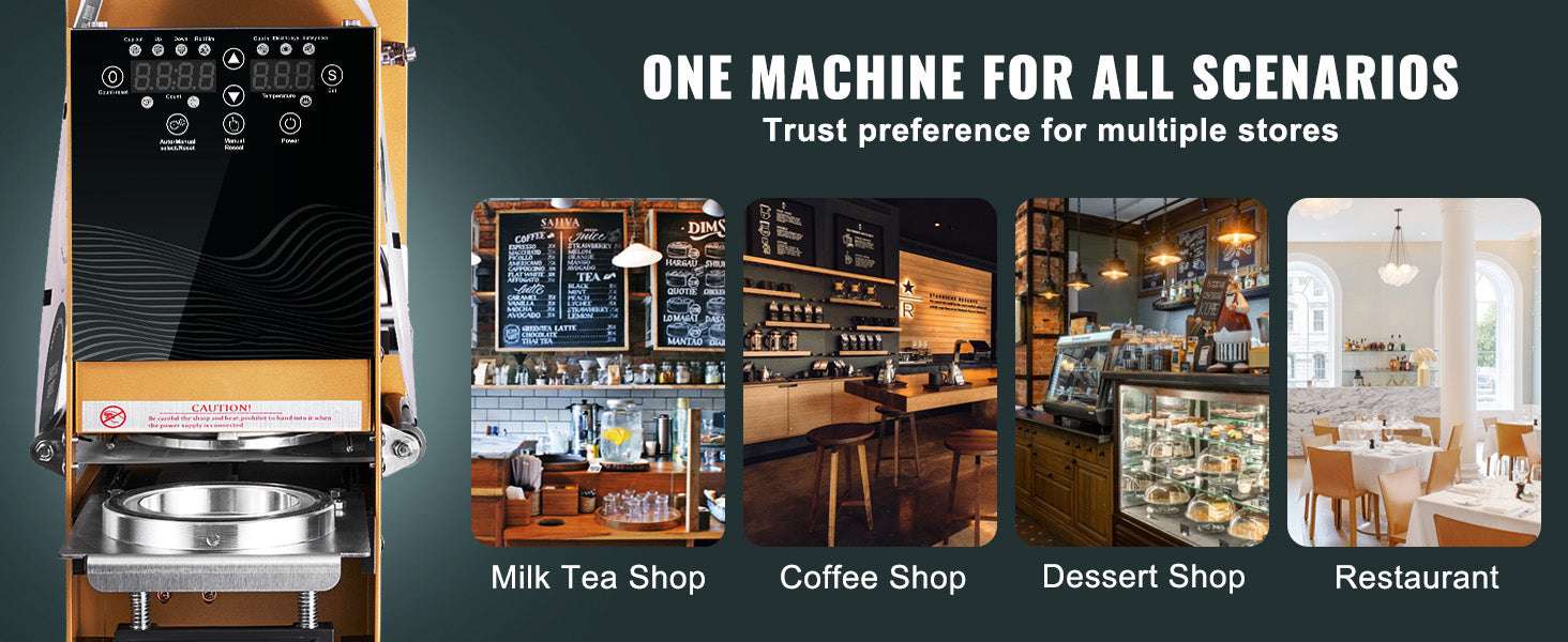 Fully Automatic Cup Sealing Machine 500–650 Cups/H LCD Control-90 95mm Cup / United States