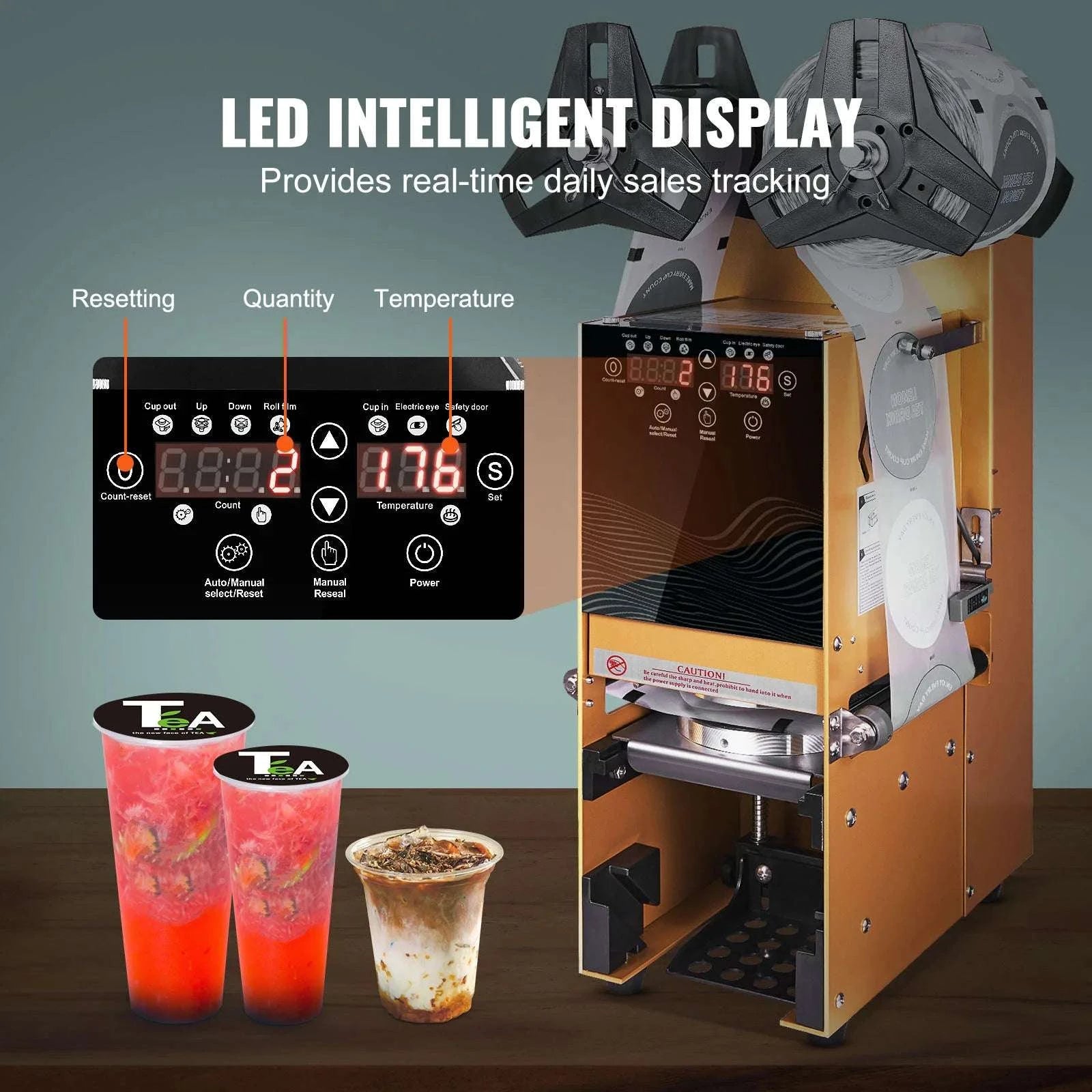 Fully Automatic Cup Sealing Machine 500–650 Cups/H LCD Control-90 95mm Cup / United States