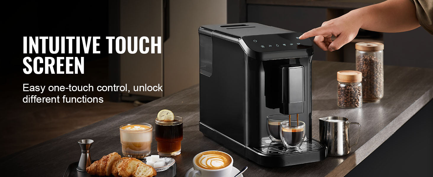 Automatic Espresso Machine with Grinder 15-Bar Coffee Maker 1.5L