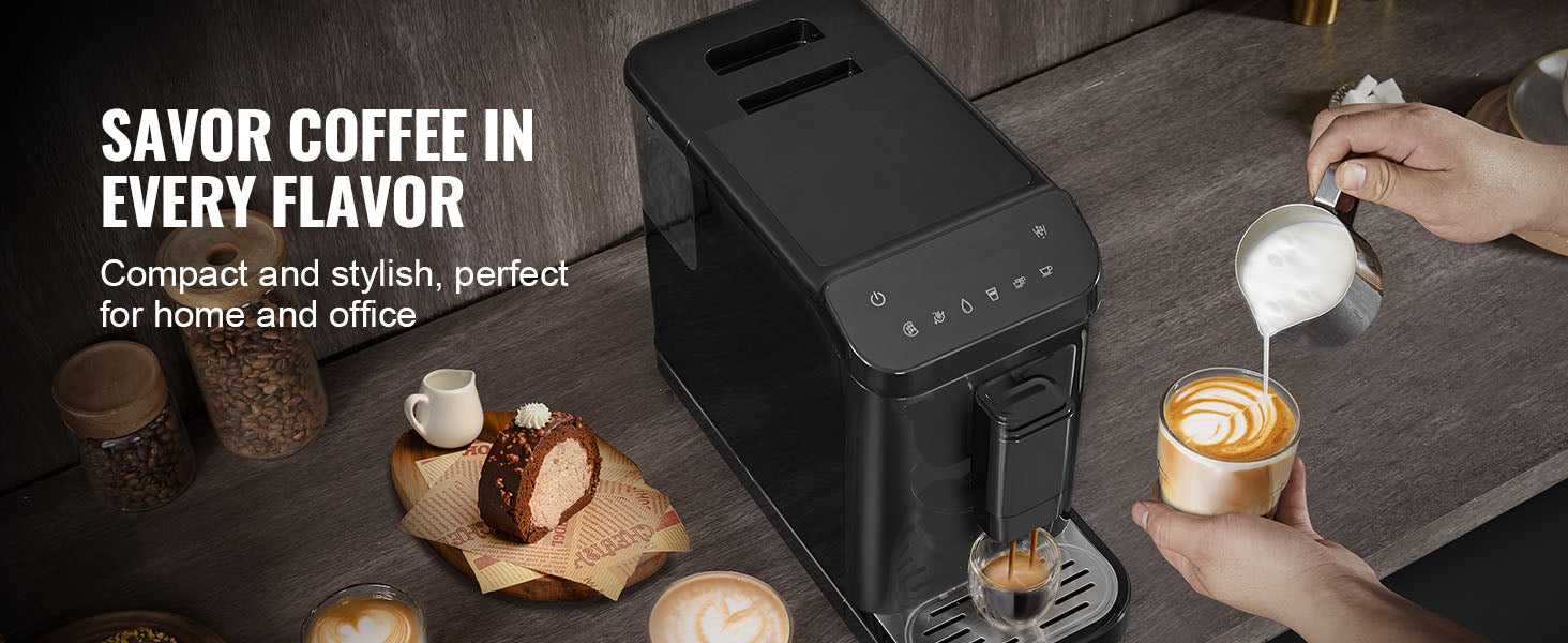 Automatic Espresso Machine with Grinder 15-Bar Coffee Maker 1.5L