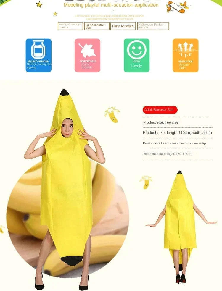 Funny Adult Banana Costume for Parties and Cosplay-10PCS / Adult