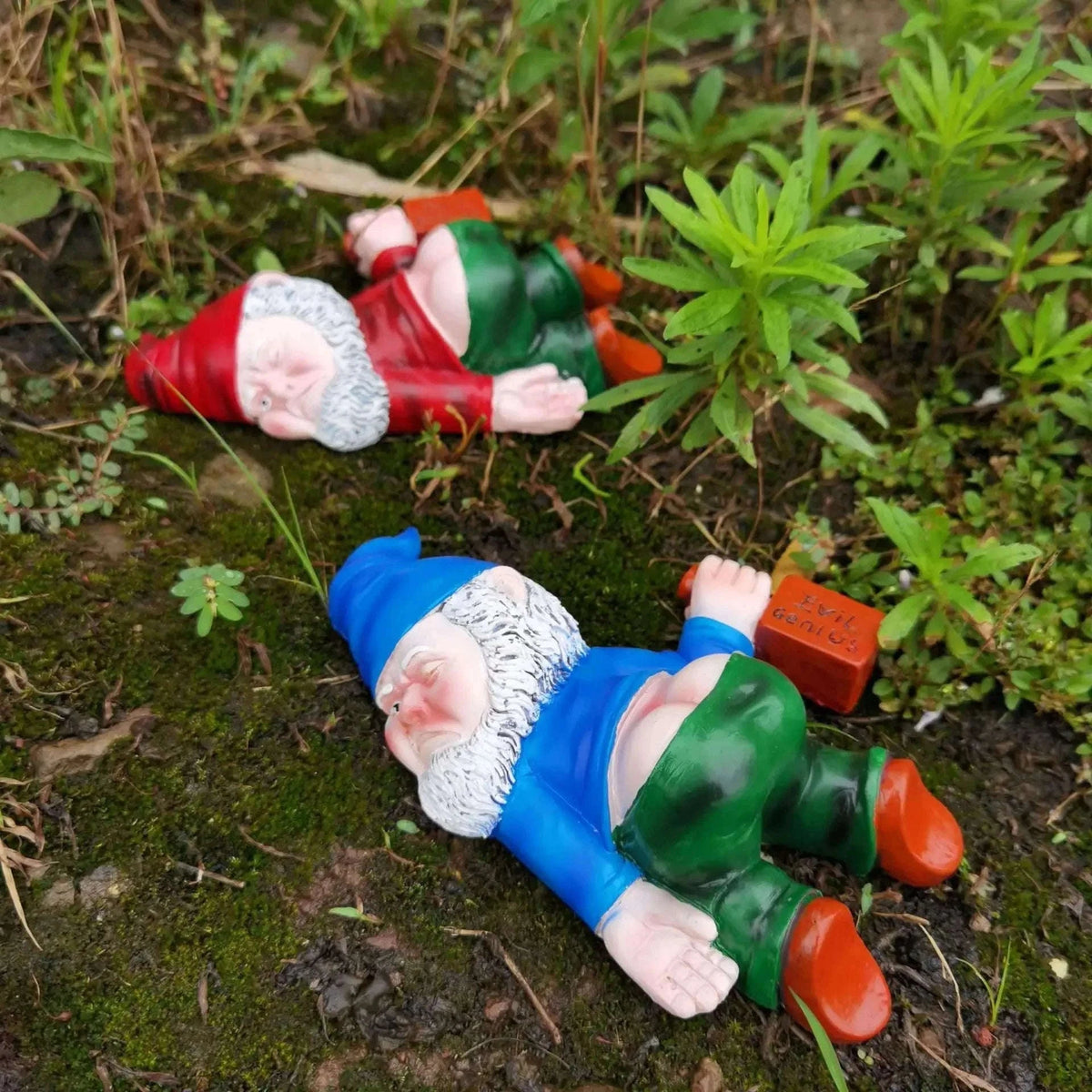 Funny Drunken Garden Gnome Statue 15cm Resin Outdoor Indoor Decor-Blue