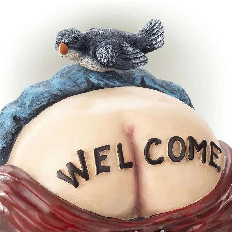 Funny Garden Gnome Statue Prank Dwarf Resin Doll for Garden Entrance-Rose