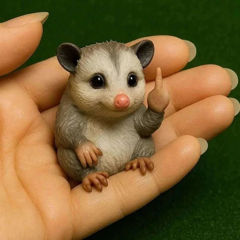 Funny Middle Finger Animal Statue – Mini Resin Desk Decor Figurine-A2