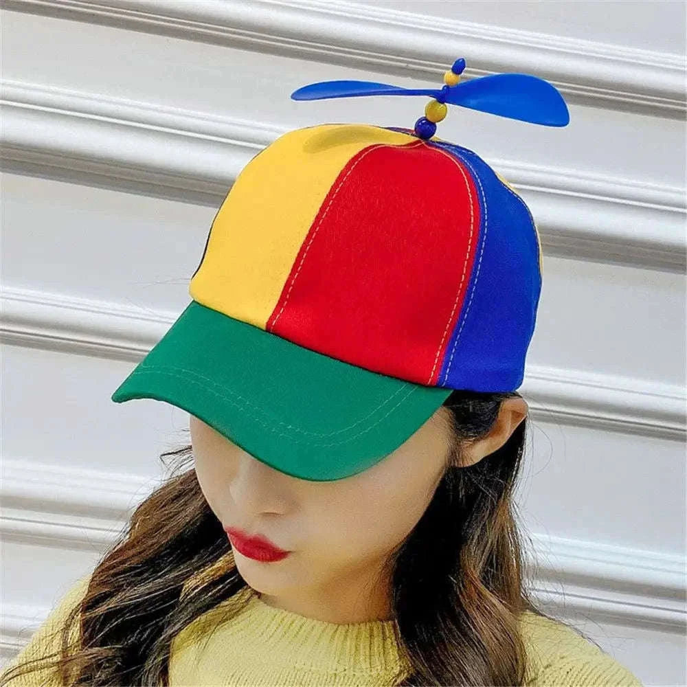 Funny Snapback Hat with Helicopter Propeller for Kids and Adults-L
