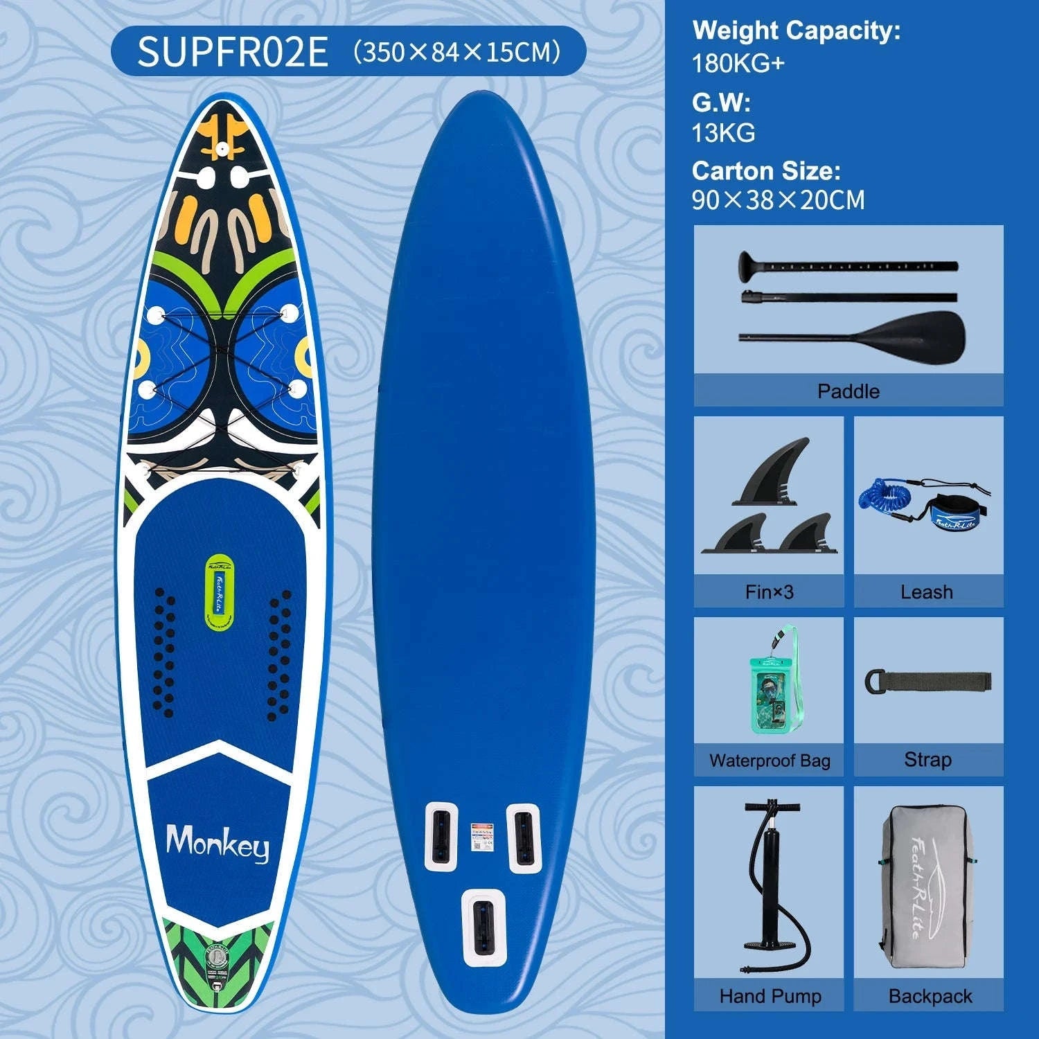 FunWater Inflatable Stand Up Paddle Board-SUPFW55B(335×84×15CM) / GERMANY