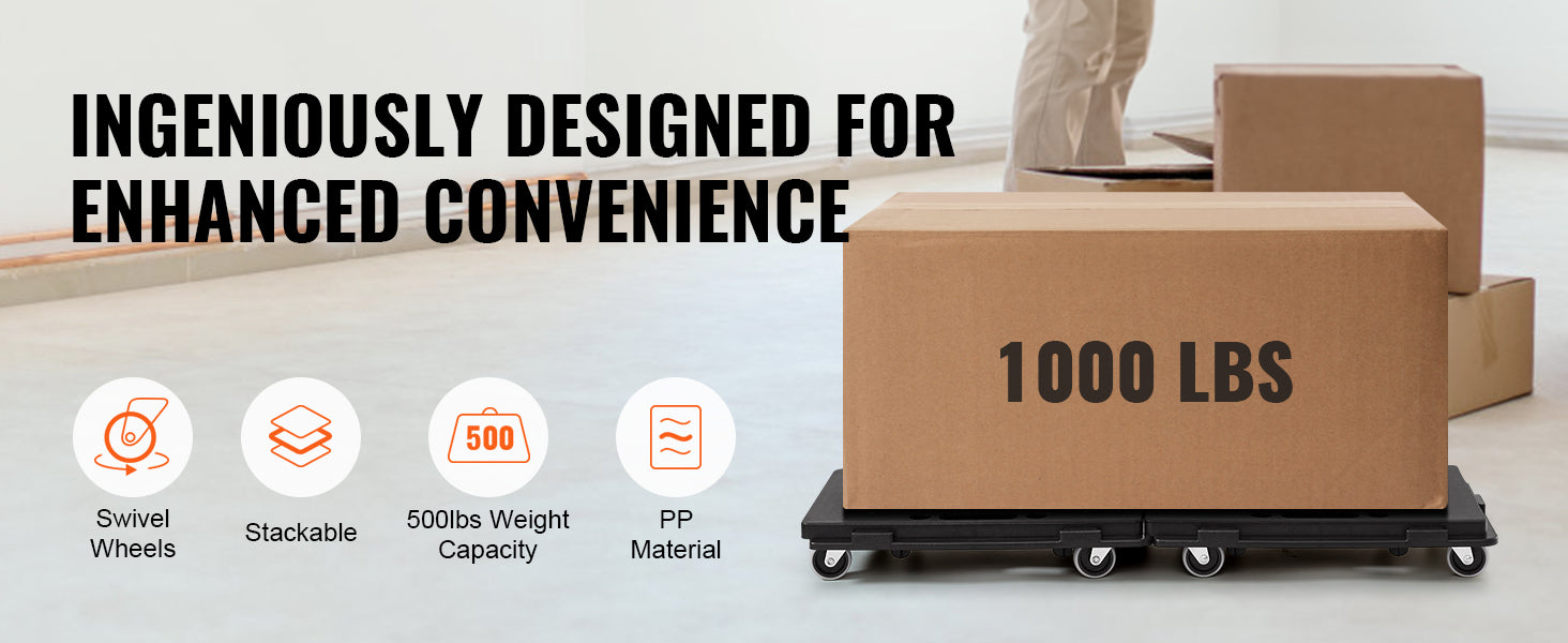 2 Pack Furniture Dolly Movers 500 lbs Each with Wheels