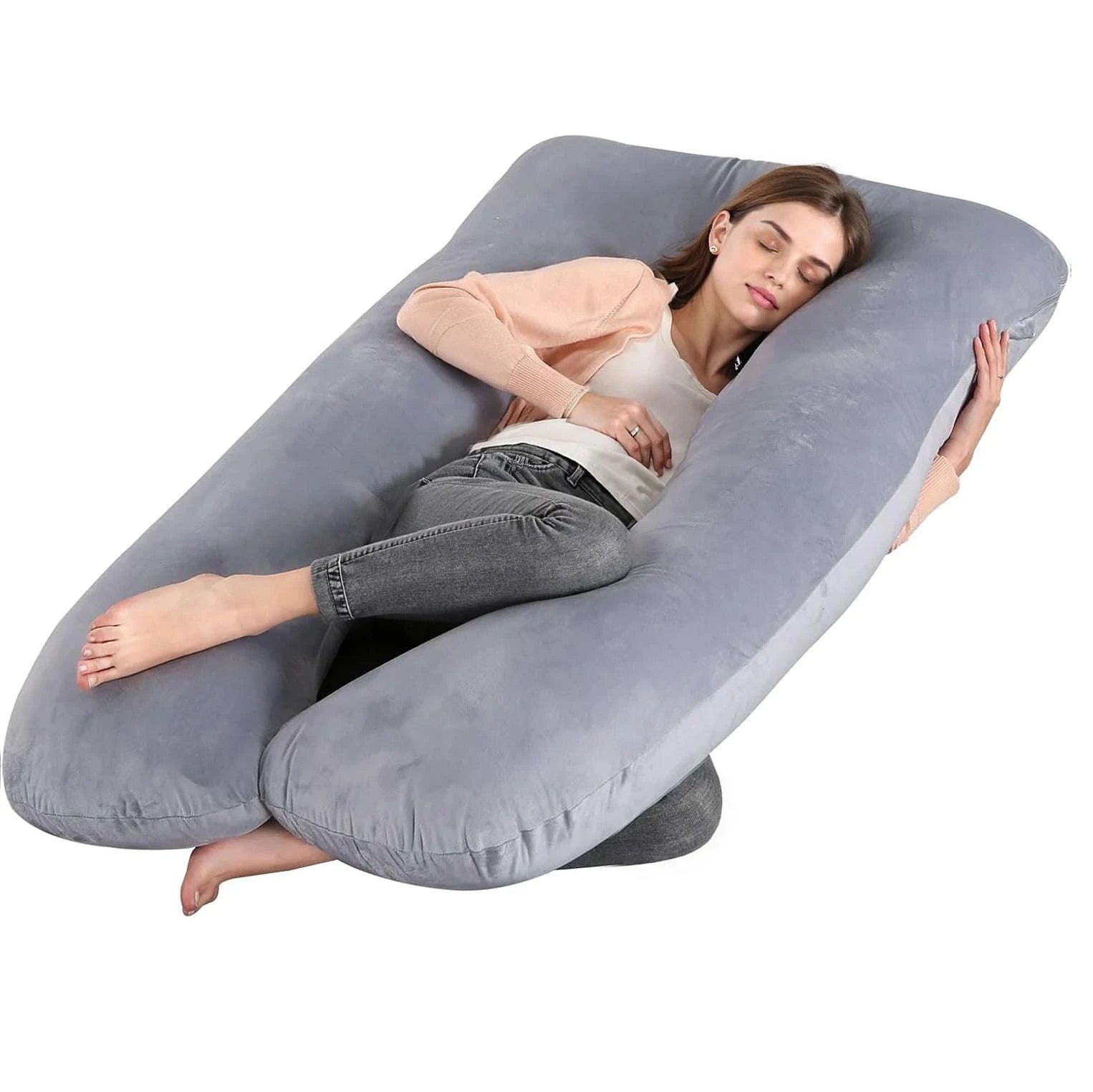 G-Shape Full Body Pregnancy Pillow with Cotton Cover Support-U-Shaped / UNITED KINGDOM