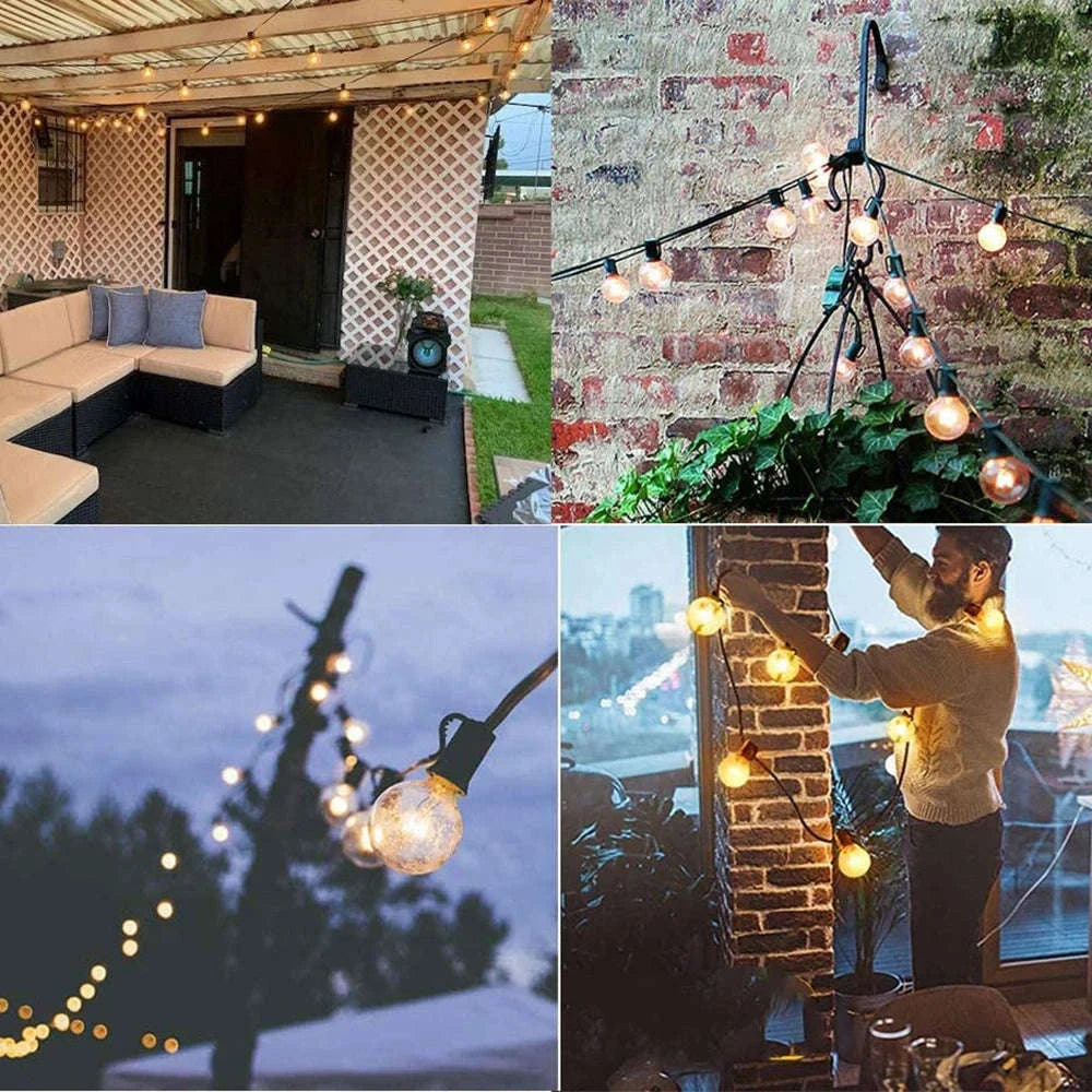G40 Outdoor String Lights LED Globe Party Garland-9m 16bulbs / Poland / EU plug 220V