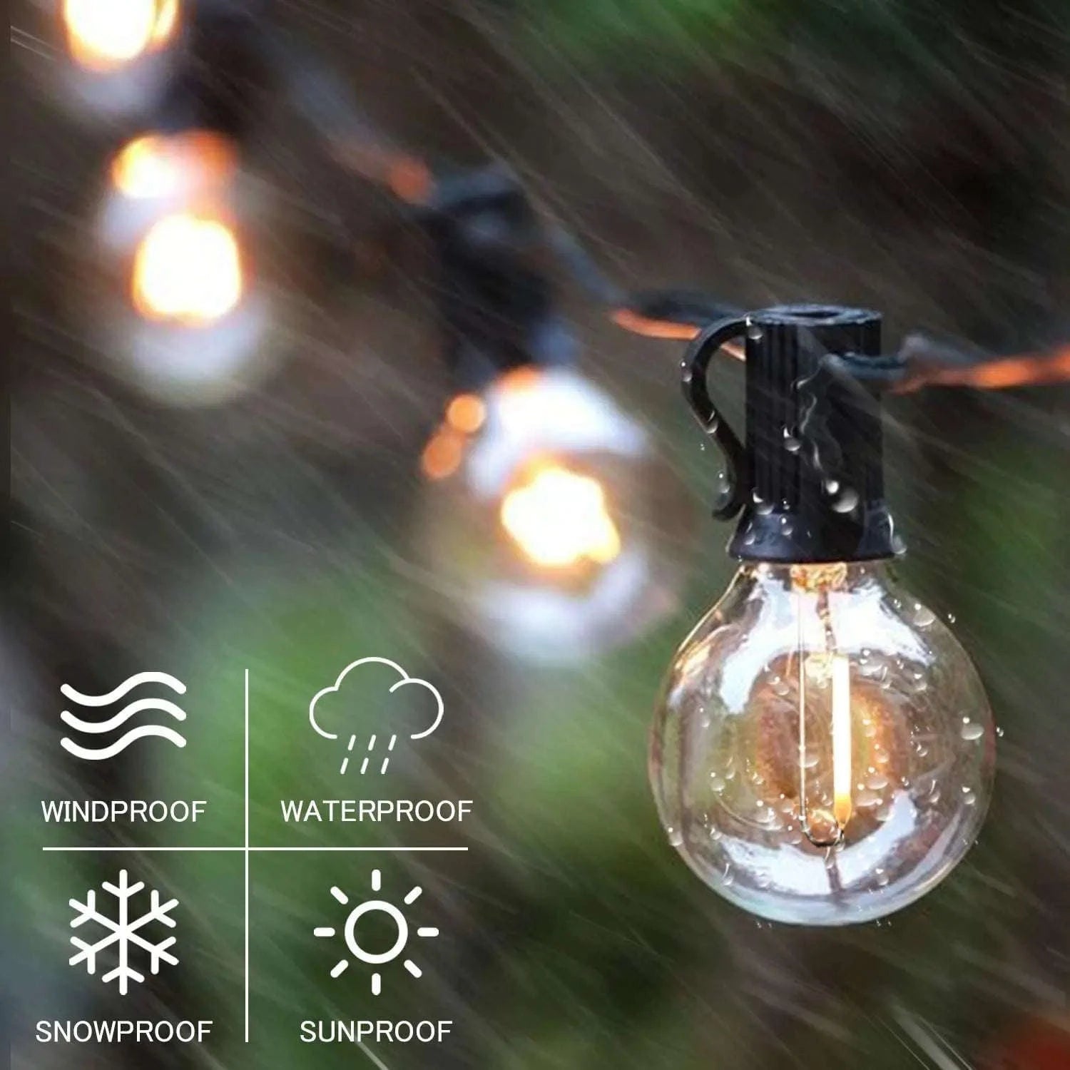 G40 Outdoor String Lights LED Globe Party Garland-9m 16bulbs / Poland / EU plug 220V