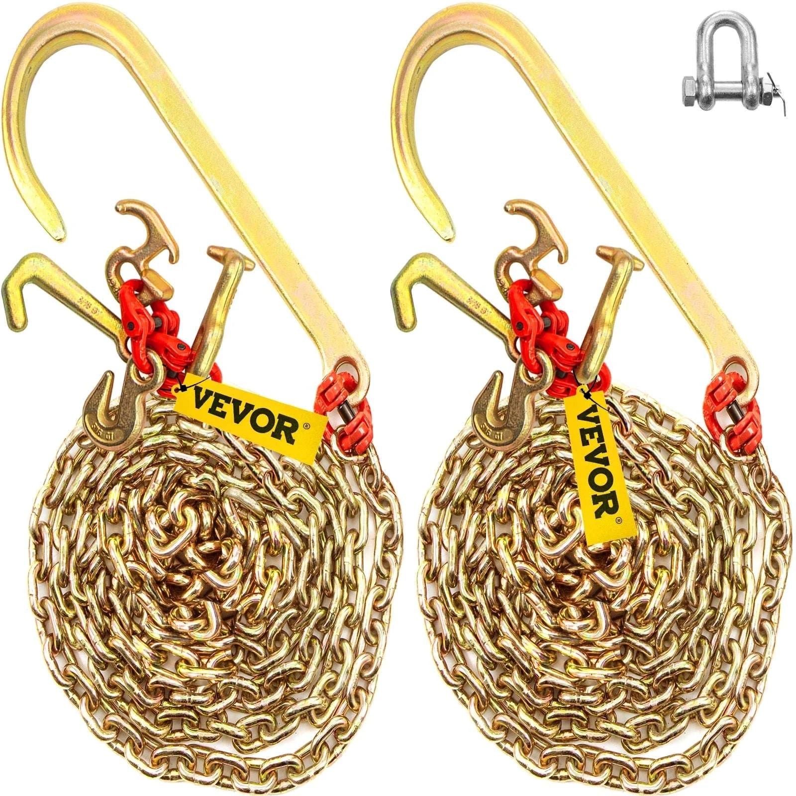 G80 J Hook V-Bridle Tow Chain 5/16in x 10–11.5ft 9260 lbs-16x10ft / CZECH REPUBLIC