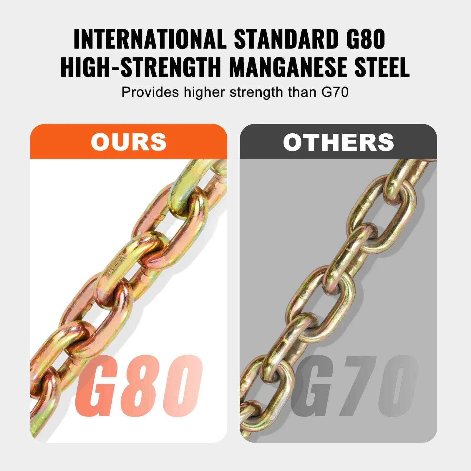 G80 Transport Binder Tow Chain 2-Pack with Clevis Hooks 10.3 ft-0.375inch / United States