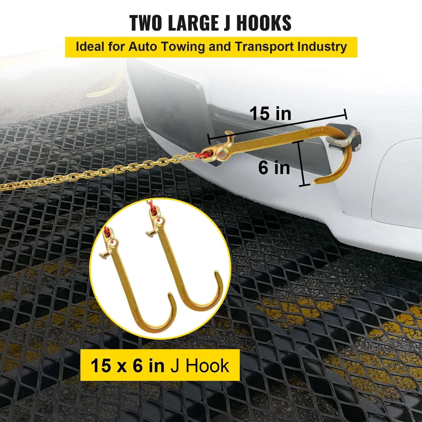 G80 V-Bridle Tow Chain 5/16" x 2 ft with J & T Hooks-2ft / United States