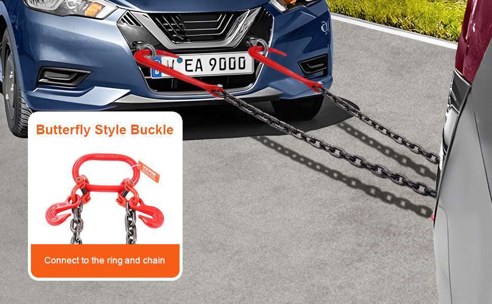 G80 V Bridle Tow Chain with J Hooks & Grab Hooks 15600 lbs-3ft / United States