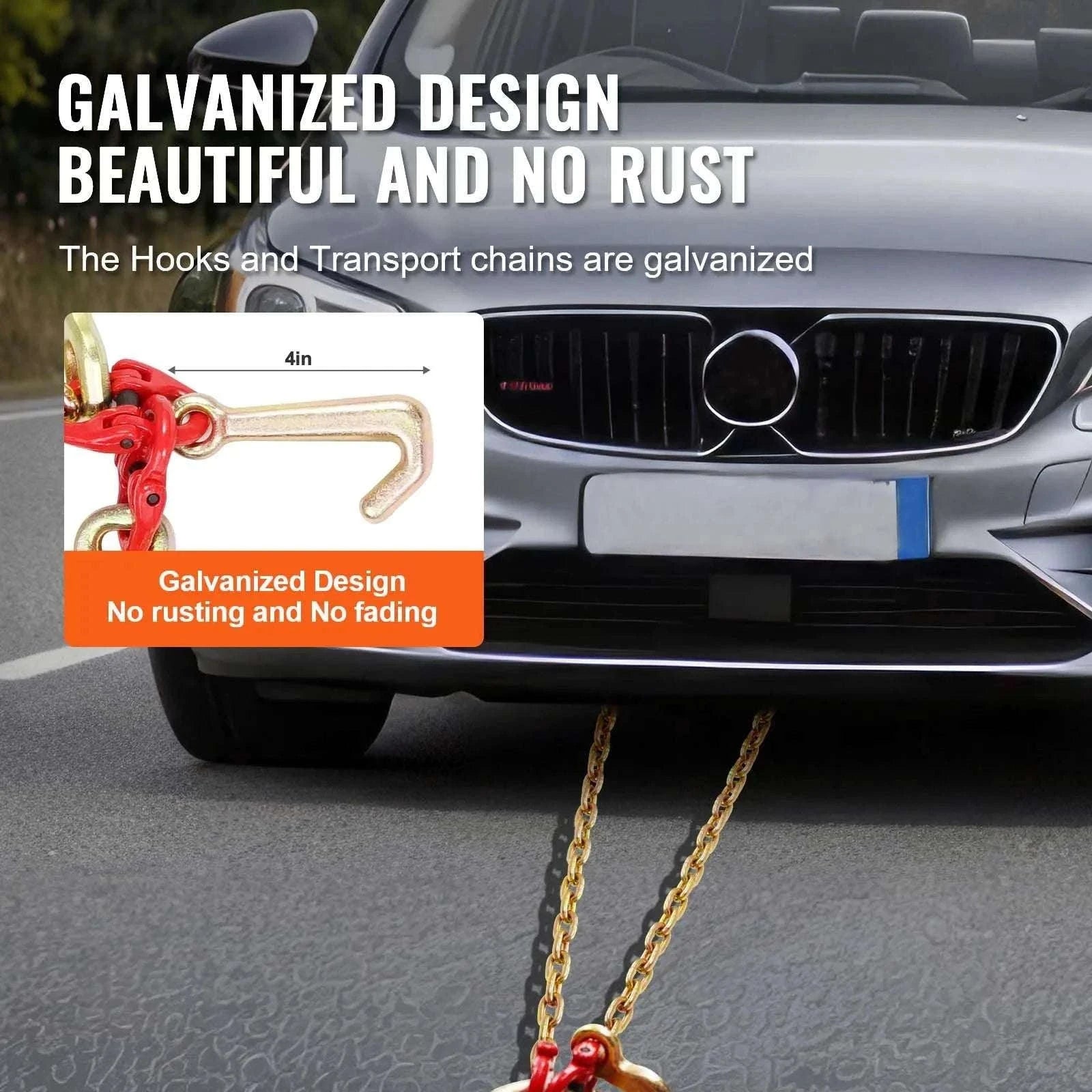 G80 V Bridle Towing Chain with RTJ & Grab Hooks, 10,800 lbs-3ft / spain