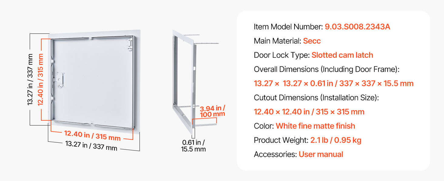 Galvanized Steel Access Panel for Drywall, Ceiling, Plumbing and Electrical Access-12x12inch / United States