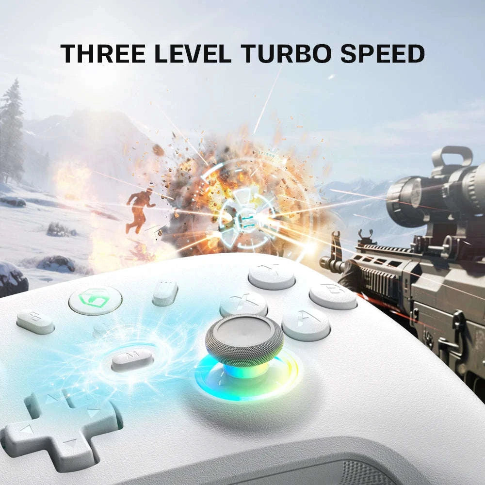 Game Controller with Hall Effect Joysticks, Hair Triggers & Adjustable Vibration-WHITE / United States