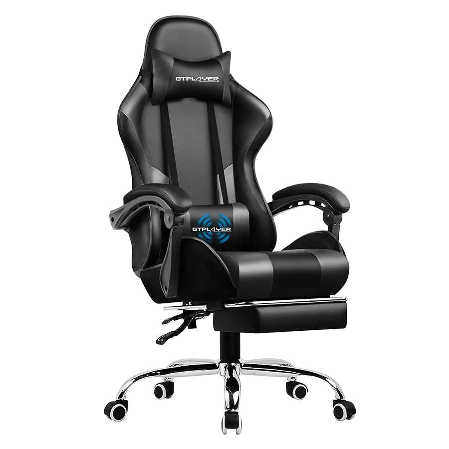 Gaming Chair with Footrest, Lumbar Support & Headrest, Swivel Seat-PURPLE / United States