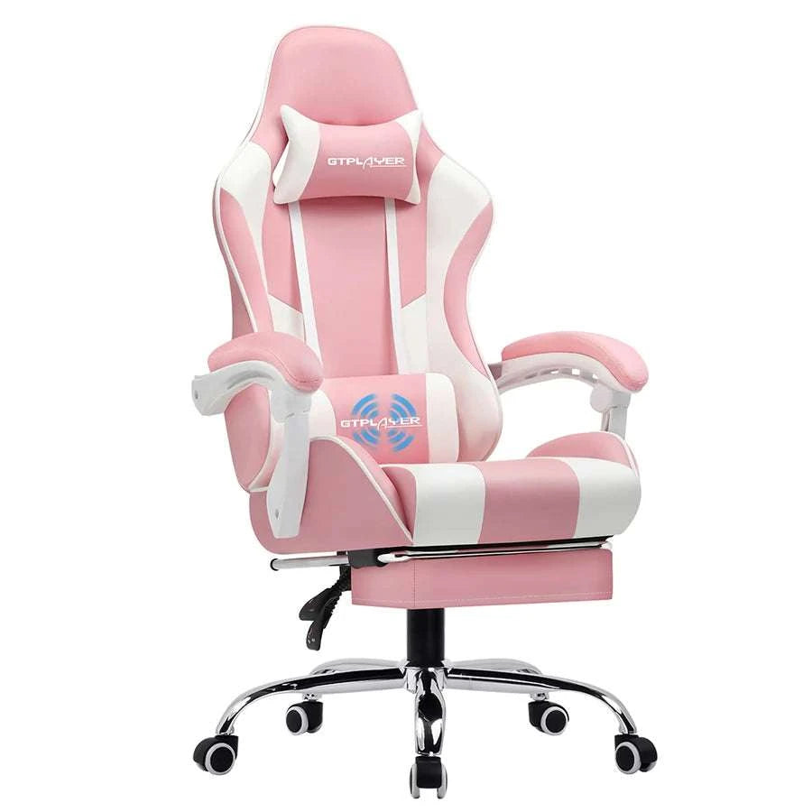 Gaming Chair with Footrest, Lumbar Support & Headrest, Swivel Seat-PURPLE / United States