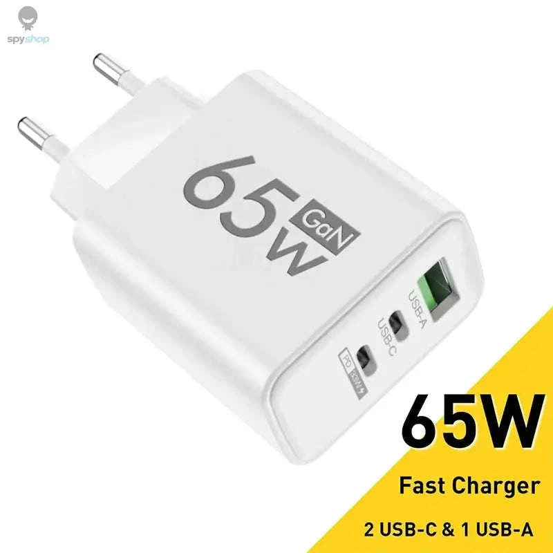 GaN Fast Charging 65W USB Type‑C Charger – Compact, Efficient, Multi‑Device Power-US White