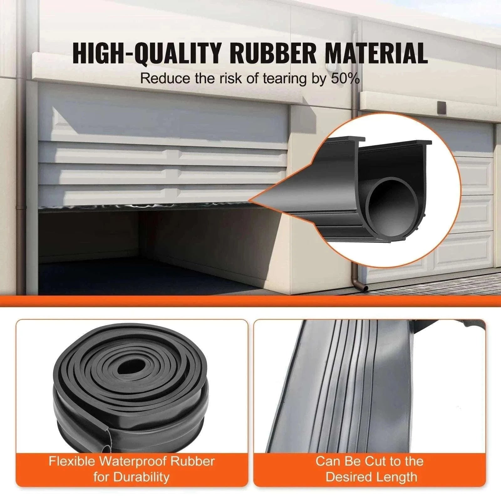 Garage Door Bottom Seal Rubber Strip U Shape Weatherproof Seal-16ft 4.8m / spain