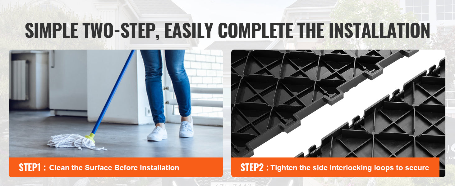 SucceBuy Garage Fliser Eksempel: Interlocking 12 tommer 25/50 stykker Garage Gulvbelægning Fliser Non-Slip Dobbeltsidet Struktur til Garager Reparation