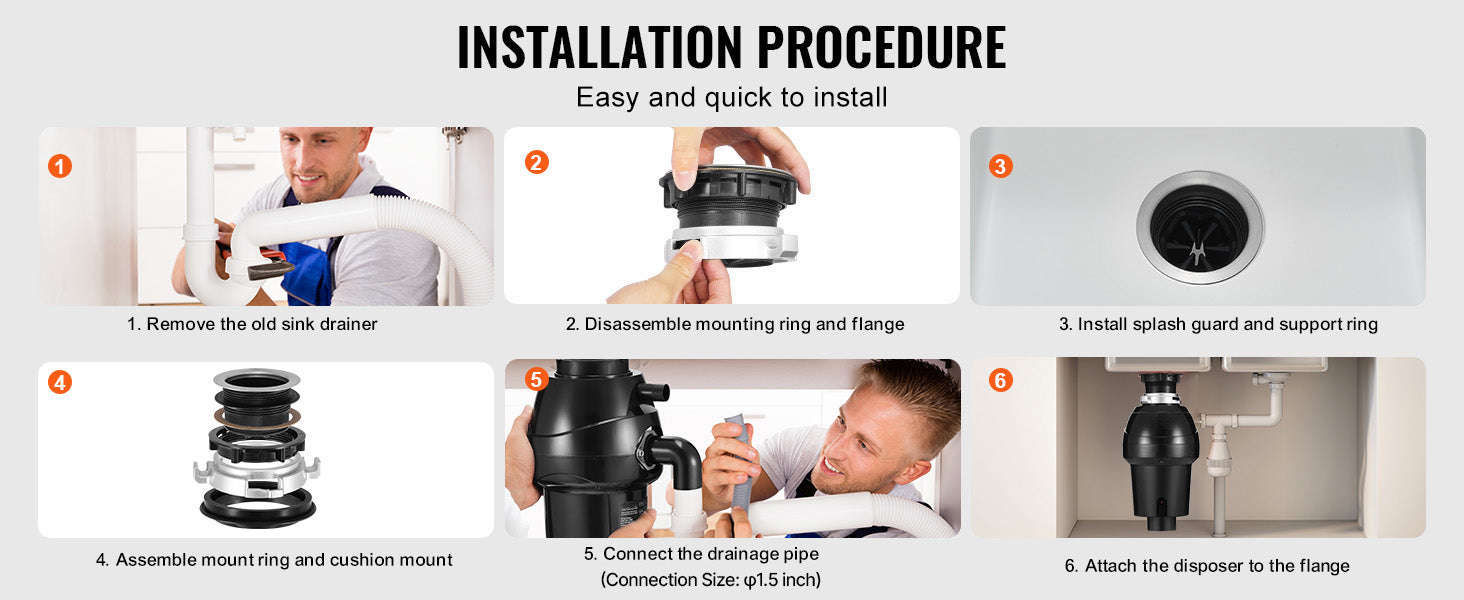 Garbage Disposal Continuous Feed Food Waste Disposer for Kitchen Sink-3820RPM / United States