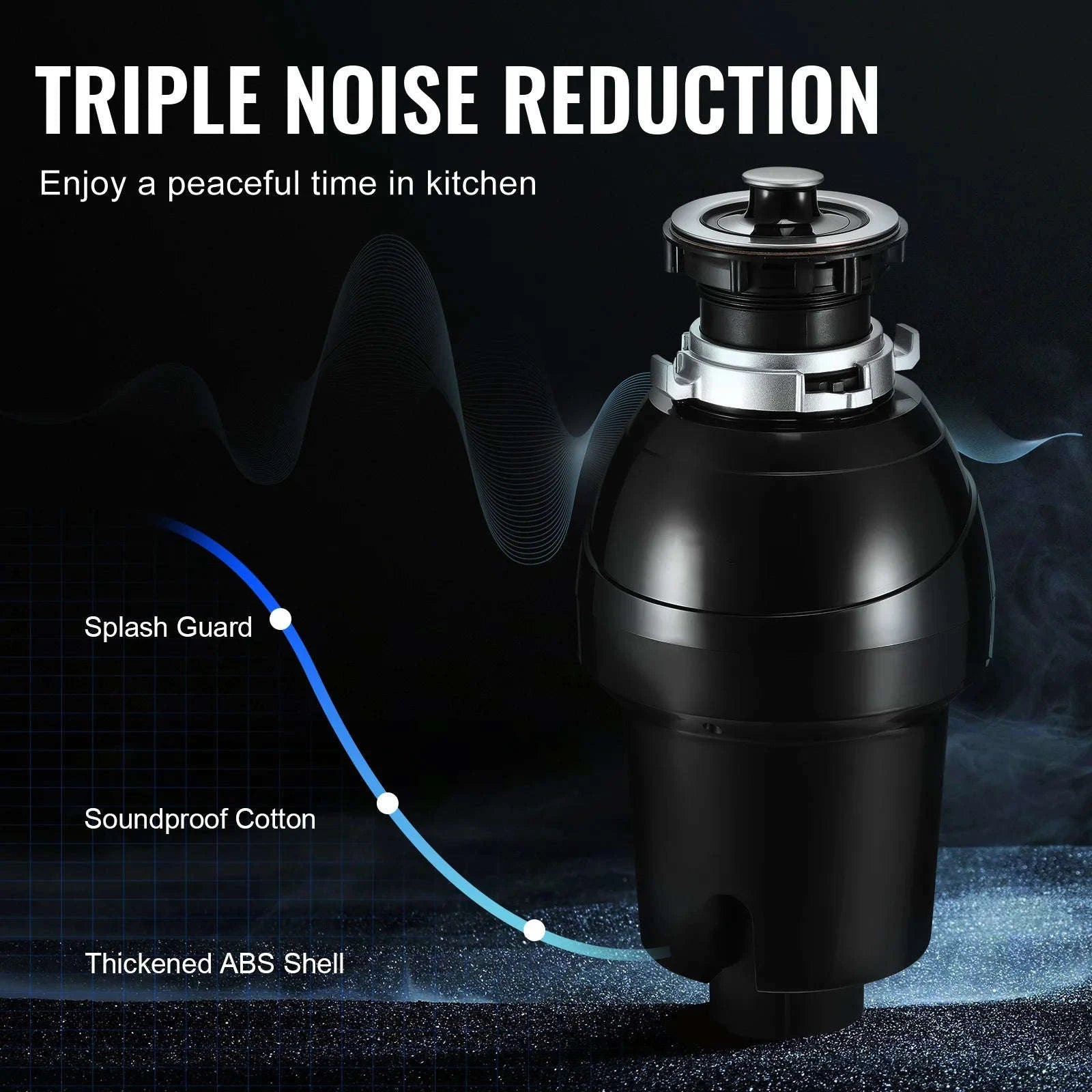 Garbage Disposal Continuous Feed Food Waste Disposer for Kitchen Sink-3820RPM / United States