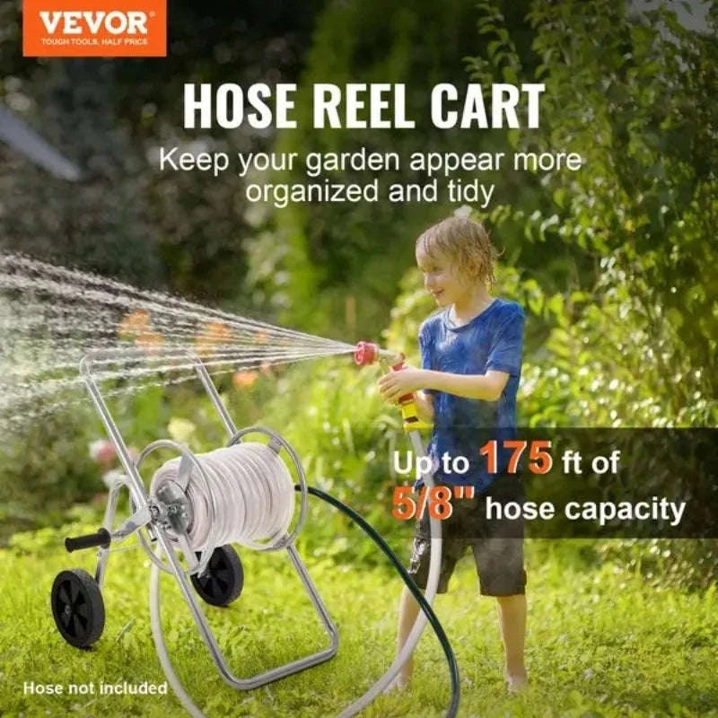 Garden Hose Reel Cart Holds 175 ft Hose with Wheels-United States
