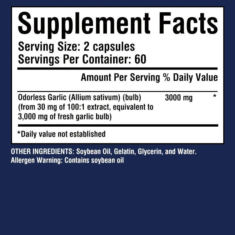 Garlic Capsules 3000mg – Immune & Cardiovascular Support-United States / 120 Capsules