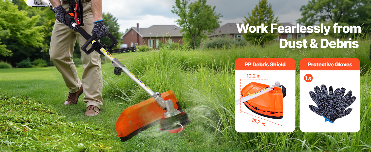 SucceBuy Gas Hedge Trimmer 2 Cycle Gas Power Handheld Hedge Trimmer Weed Eater with Protective Gear Set for Trimming Shrub Bush