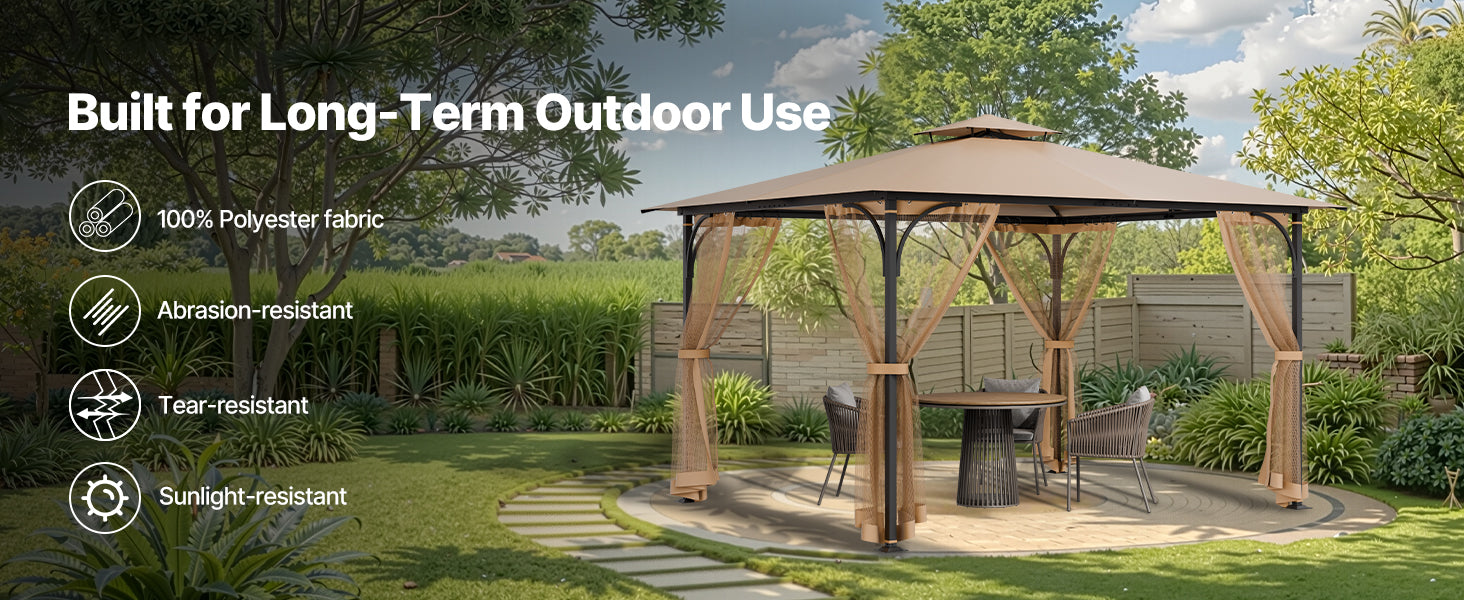 SucceBuy Filet de remplacement pour gazebo Adapté à la plupart des gazebos 10 x 12 x 7 ft Rideau Membre 4 panneaux Murs latéraux en filet Protection de pare-vent (Only filet)