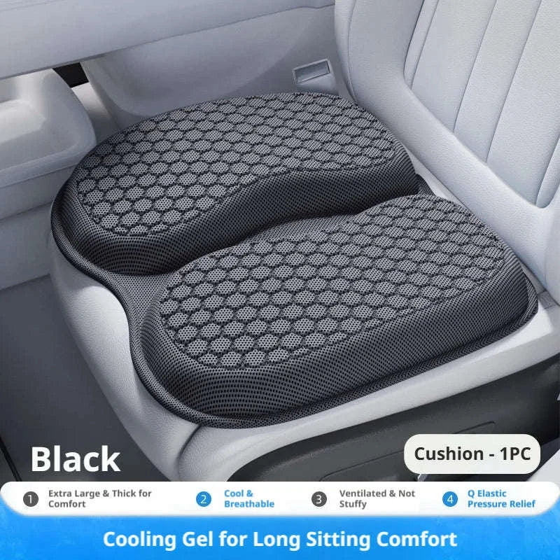 Gel Car Seat Cushion for Breathable Pressure Relief-Black