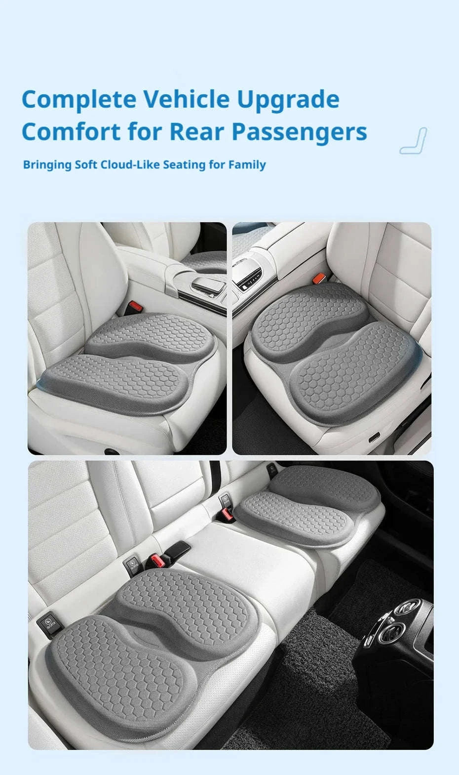 Gel Car Seat Cushion for Breathable Pressure Relief-Black