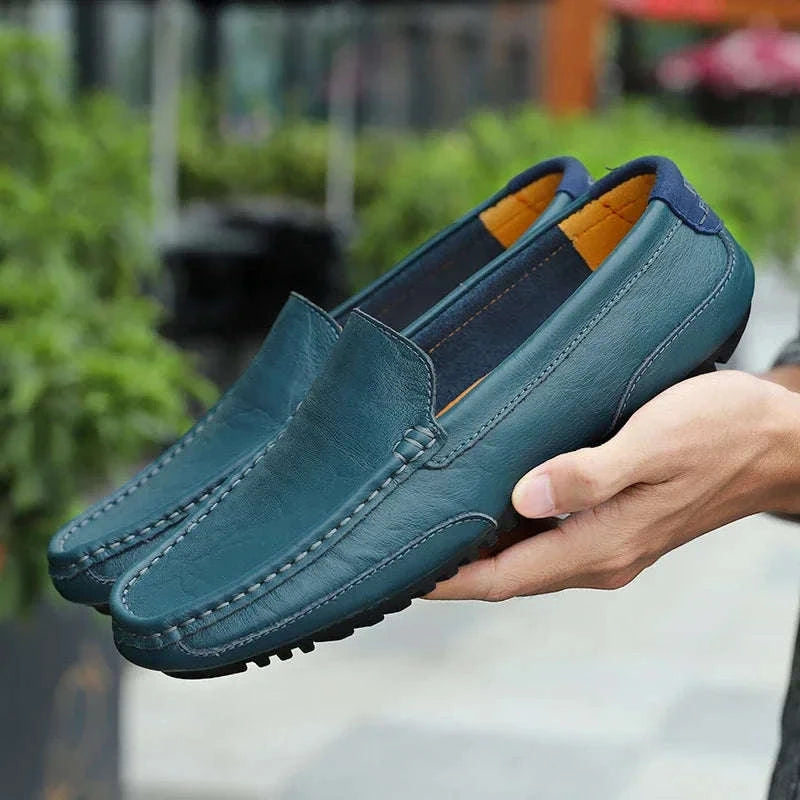 Genuine Leather Breathable Slip-On Loafers for Men-YELLOW / 42