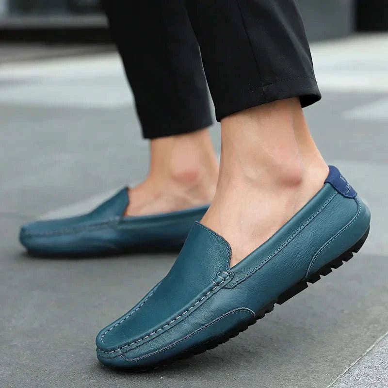 Genuine Leather Breathable Slip-On Loafers for Men-YELLOW / 42