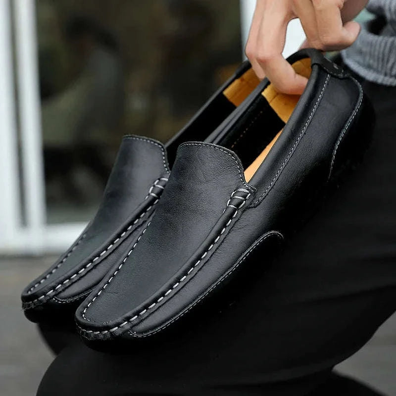 Genuine Leather Breathable Slip-On Loafers for Men-YELLOW / 42