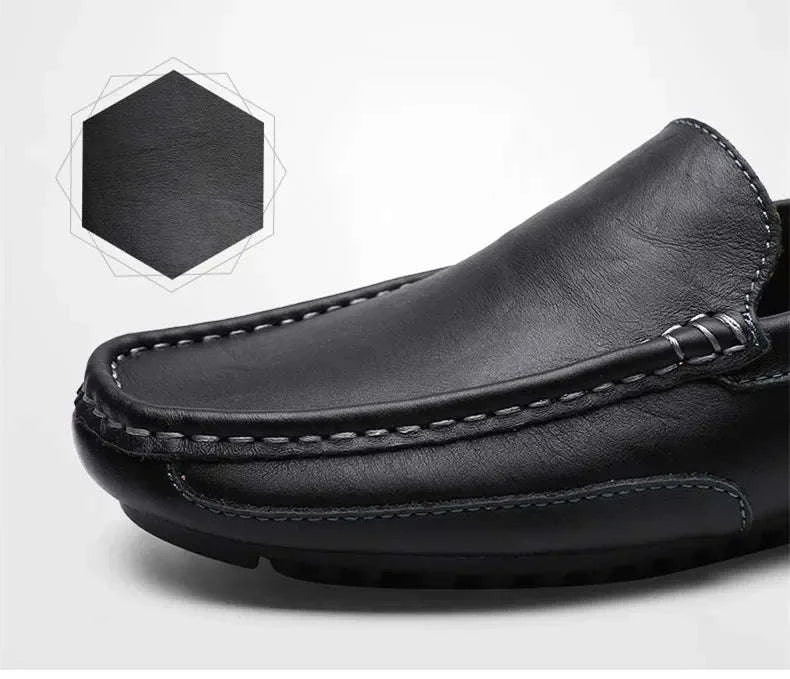 Genuine Leather Breathable Slip-On Loafers for Men-YELLOW / 42