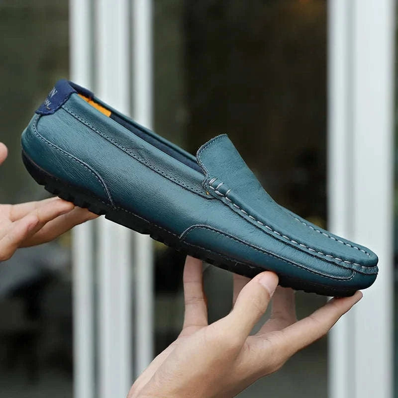 Genuine Leather Breathable Slip-On Loafers for Men-YELLOW / 42