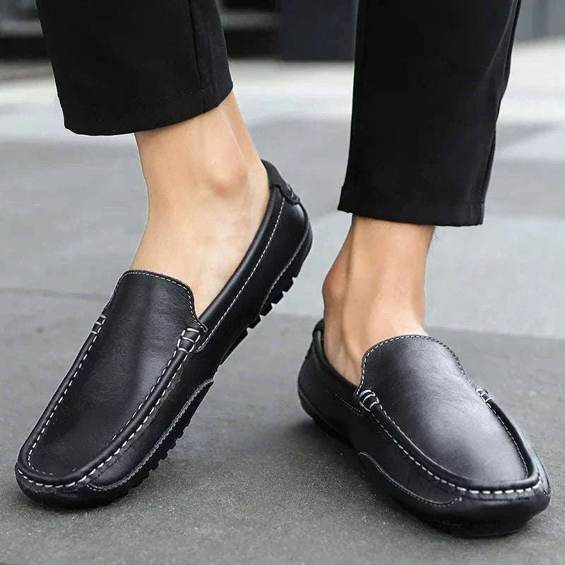 Genuine Leather Breathable Slip-On Loafers for Men-YELLOW / 42