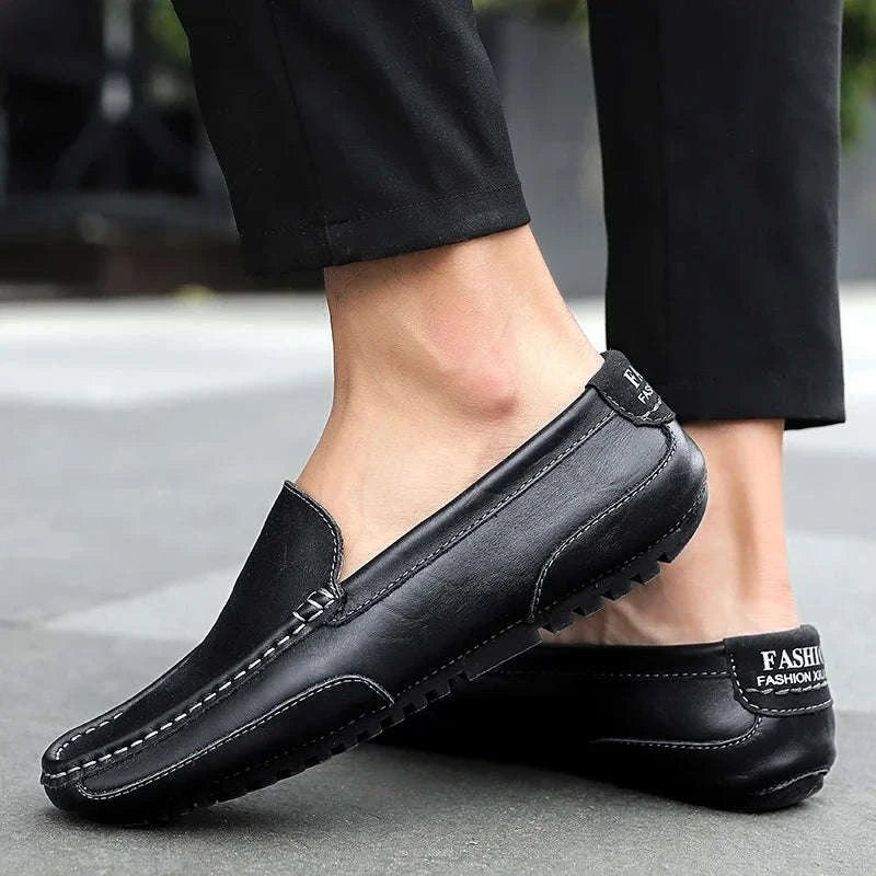 Genuine Leather Breathable Slip-On Loafers for Men-YELLOW / 42